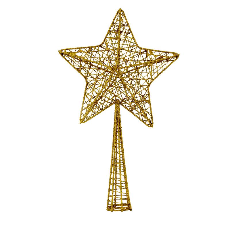 Foto van Kunststof ster piek/kerstboom topper glitter goud 28 cm - kerstboompieken