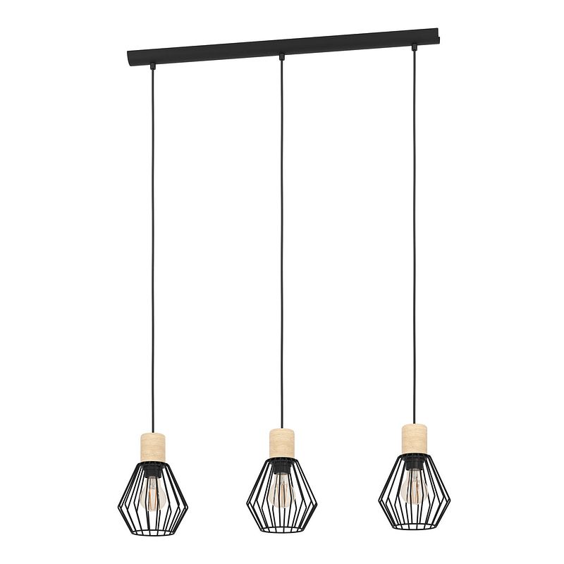 Foto van Eglo palmorla - hanglamp - e27 - 76 cm - zwart/bruin