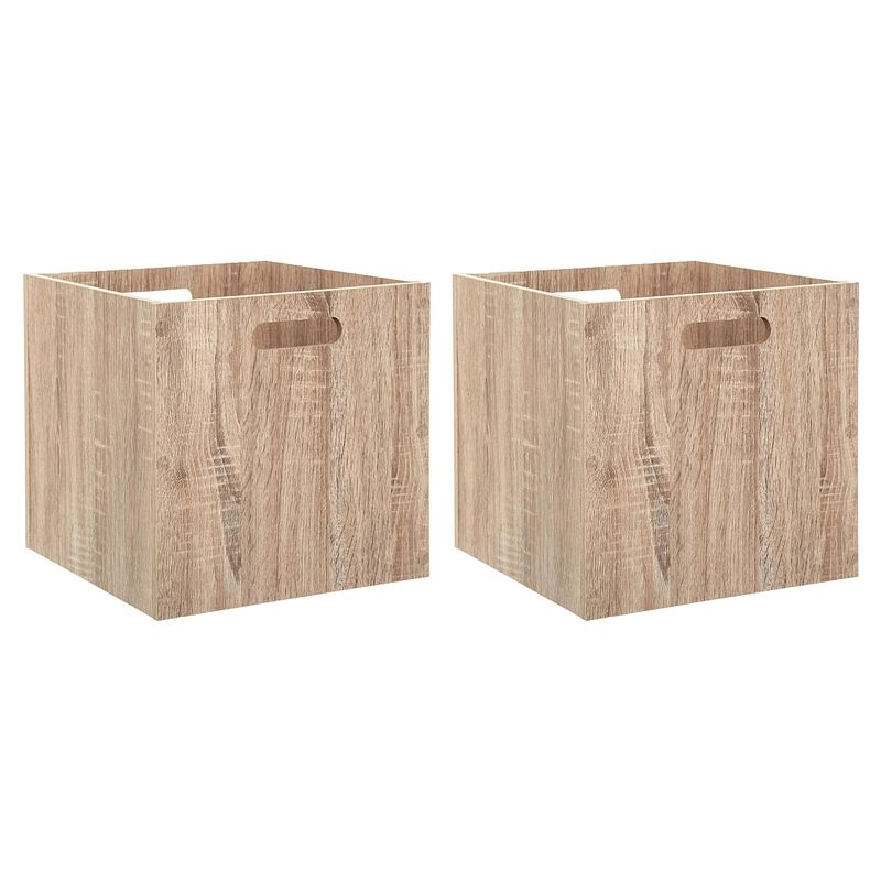 Foto van 5five opberg/kast mand - 2x - lichtbruin - mdf hout - 29l - 31 x 31 x 31 cm - opbergkisten