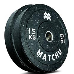Foto van Matchu sports hi-temp bumper plate 15 kg - 2 stuks - zwart - rubber