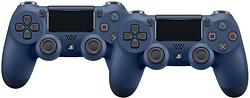 Foto van Sony playstation 4 draadloze dualshock v2 4 controller midnight blue duo pack