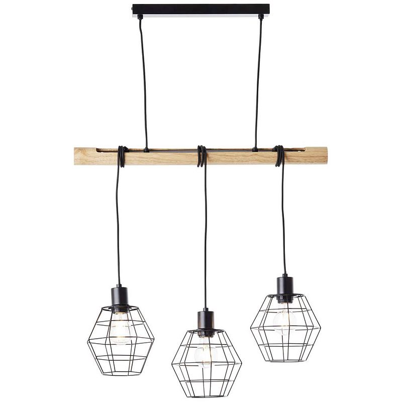 Foto van Brilliant ottawa 99606/76 hanglamp e27 hout (mat), zwart