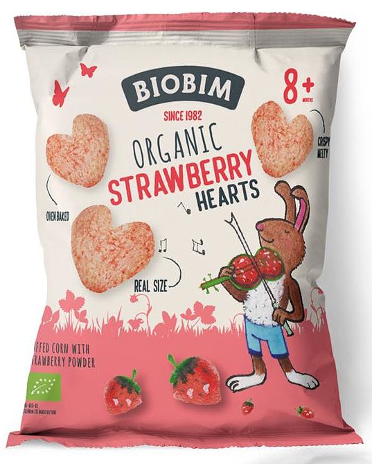 Foto van Biobim organic strawberry hearts 8mnd+