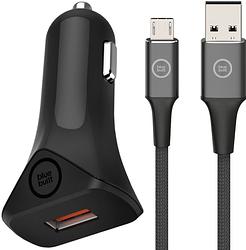 Foto van Bluebuilt quick charge autolader 18w +  micro usb kabel 1,5m nylon zwart