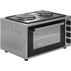 Foto van Wiggo wmo-e4562h(g) - vrijstaande oven met kookplaat 2000w - 45 liter - rvs
