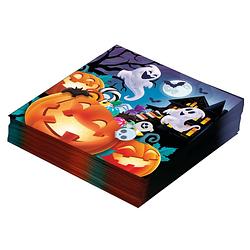 Foto van Halloween/horror pompoen servetten - 24x - oranje - papier - 33 x 33 cm - feestservetten