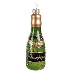 Foto van Clayre & eef kersthanger fles 12 cm groen glas kerstboomversiering groen kerstboomversiering