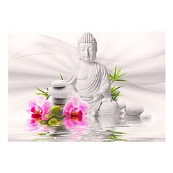 Foto van Artgeist buddha and orchids vlies fotobehang 300x210cm 6-banen