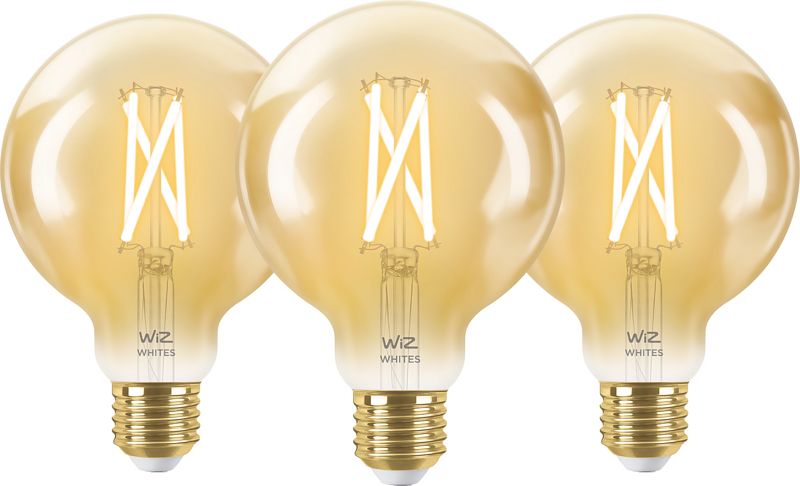 Foto van Wiz smart filament lamp globe 3-pack - warm tot koelwit licht - e27