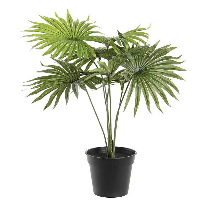 Foto van Kunstplant tropische palm in bloempot - groen - 40 x 46 cm - kunstplanten
