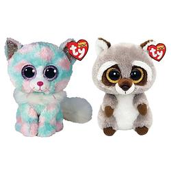 Foto van Ty - knuffel - beanie boo's - opal cat & racoon