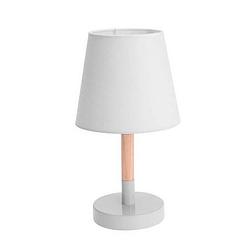 Foto van Witte tafellamp/schemerlamp hout/metaal 23 cm - tafellampen
