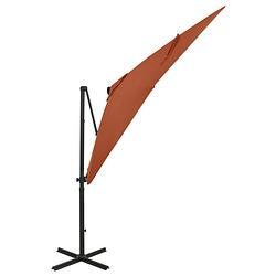 Foto van The living store tuinparasol - led-verlichting - terracotta - 250 x 230 cm - pa-coating