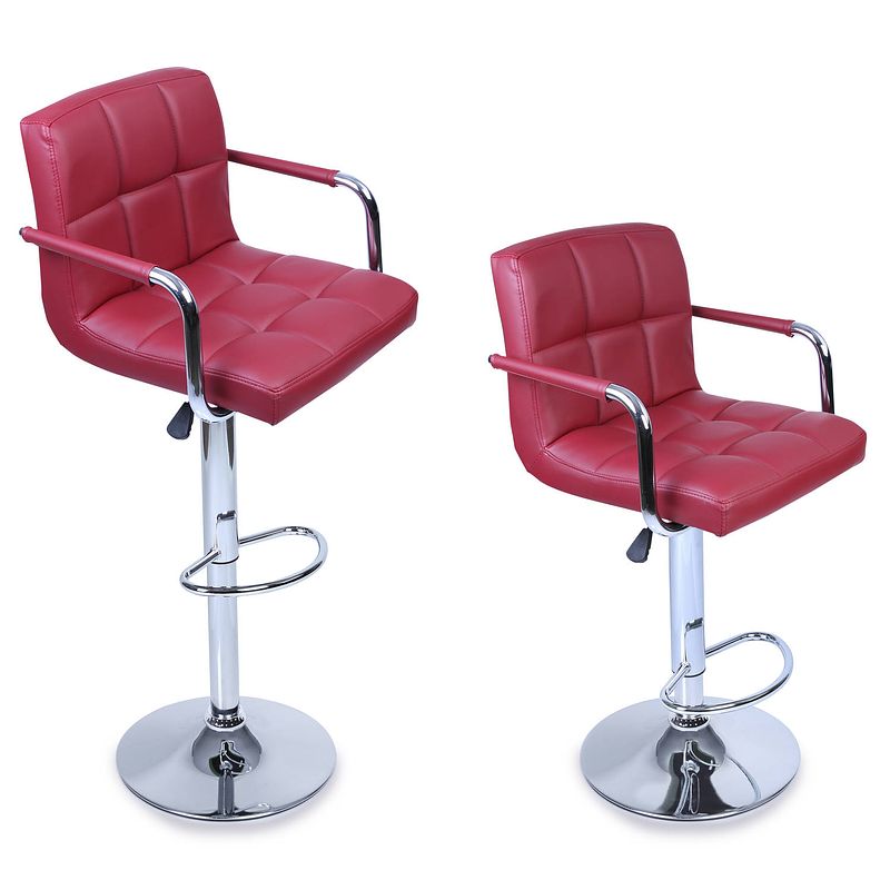 Foto van Tresko-barkruk set van 2-wijnrood- bar stoel- aanrecht kruk- keukenkruk- lounge stoel