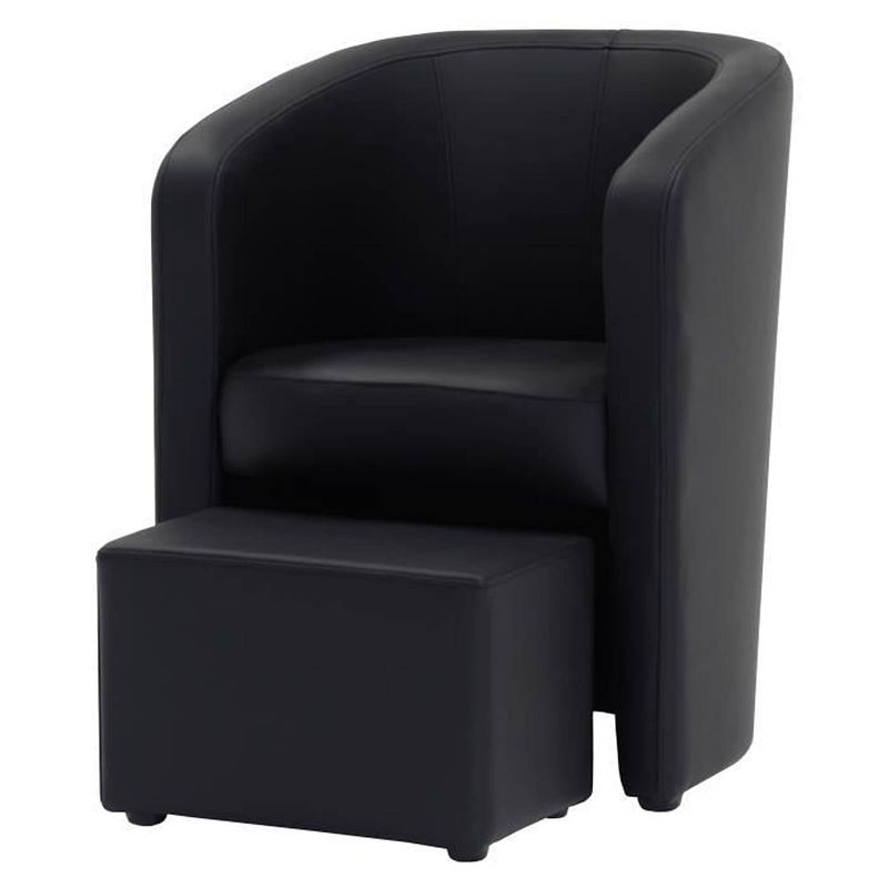 Foto van Nino fauteuil + poef - black faux