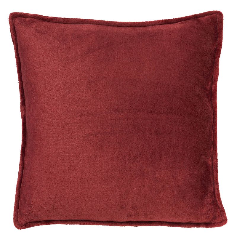 Foto van Dutch decor cilly - sierkussen van fleece merlot 45x45 cm - rood - rood