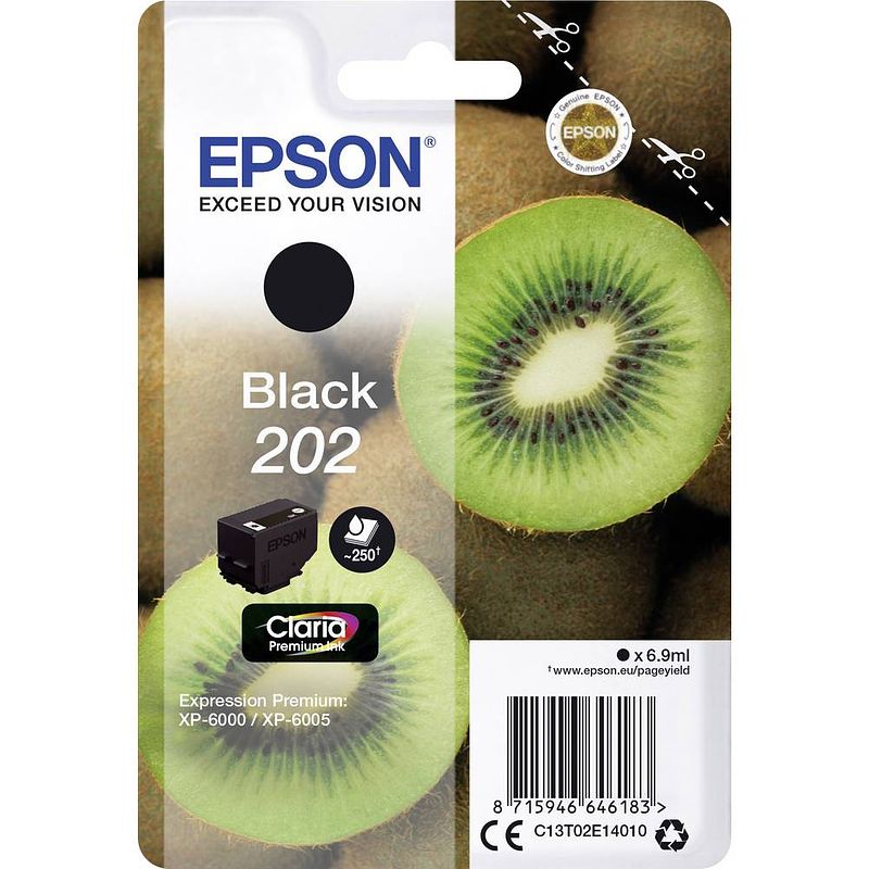 Foto van Epson inktcartridge 202, 250 pagina's, oem c13t02e14010, zwart