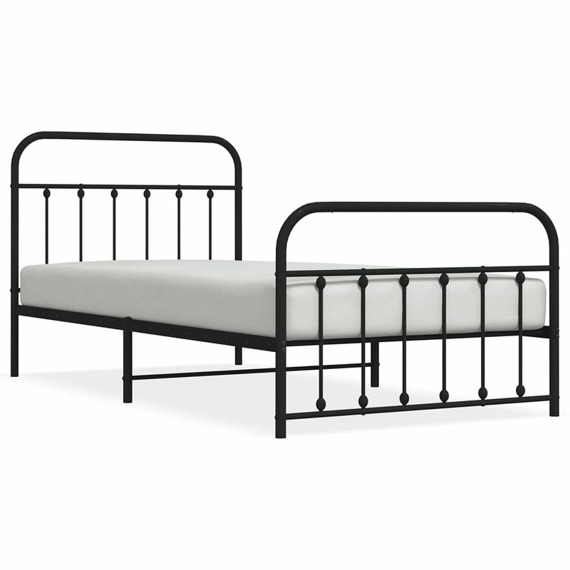 Foto van Vidaxl bedframe met hoofd- en voeteneinde metaal zwart 107x203 cm