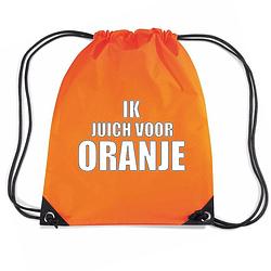 Foto van Ik juich voor oranje voetbal rugzakje / sporttas met rijgkoord oranje - gymtasje - zwemtasje