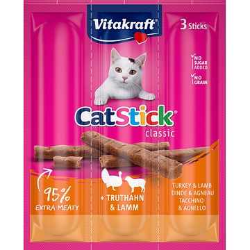 Foto van Vitakraft cat stick classic kalkoen en lam 3 stuks 18g bij jumbo