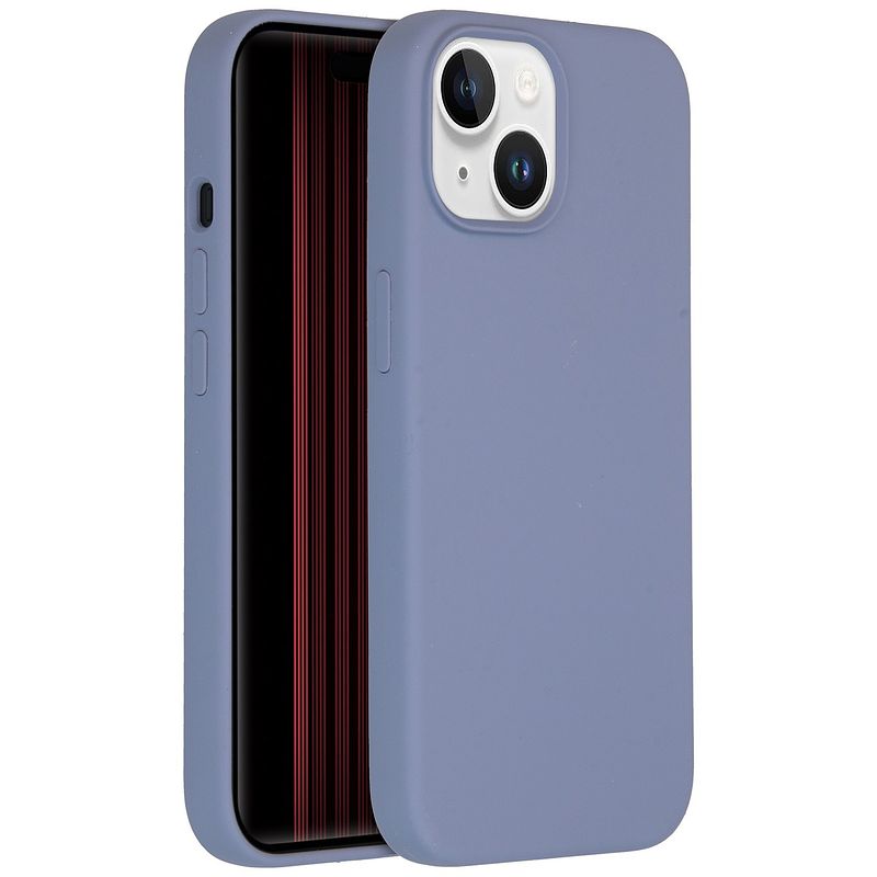 Foto van Accezz liquid silicone backcover met magsafe iphone 15 telefoonhoesje grijs