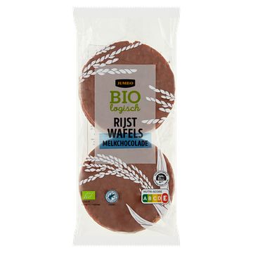 Foto van Jumbo biologisch rijstwafels melkchocolade 100g