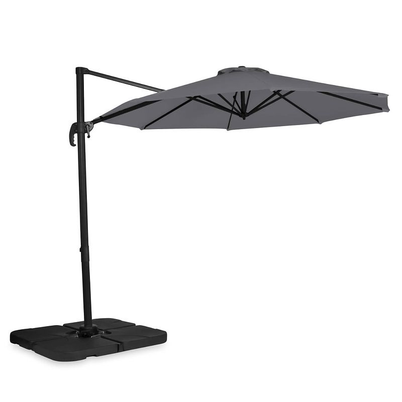 Foto van Vonroc premium zweefparasol bardolino ø300cm - grijs - incl. duurzame vulbare parasoltegels