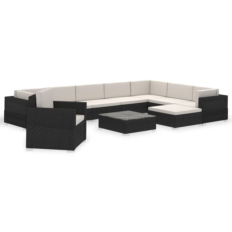 Foto van Vidaxl loungeset poly rattan zwart 35-delig