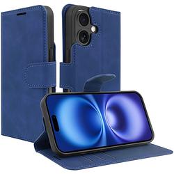 Foto van Just in case premium wallet case voor apple iphone 16 telefoonhoesje blauw