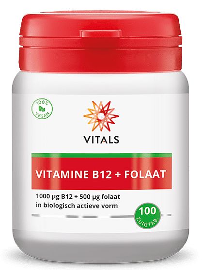 Foto van Vitals vitamine b12 1000mcg + folaat 500mcg zuigtabletten