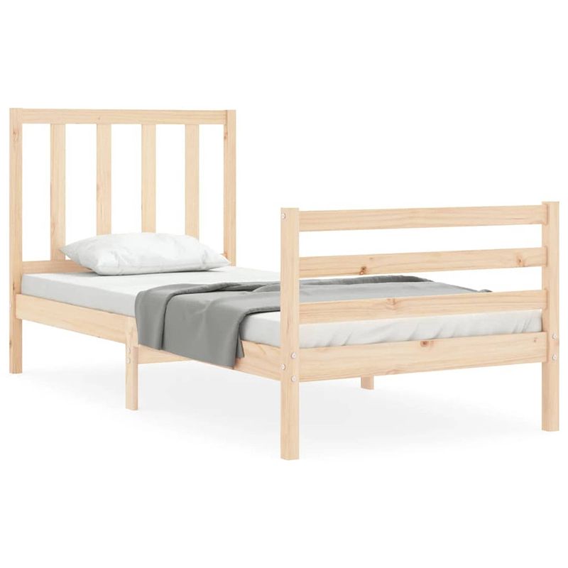 Foto van The living store houten bedframe - grenenhout - multiplex lattenbodem - 205.5 x 95.5 x 100 cm