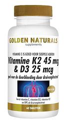 Foto van Golden naturals vitamine k2 45mcg & d3 25mcg tabletten