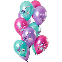 Foto van Folat ballonnen metallic dino's junior 30 cm latex 12 stuks