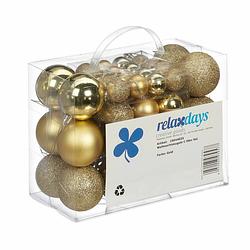 Foto van Relaxdays kerstballen - 50x st - goud - 3, 4 en 6 cm - kunststof - kerstbal