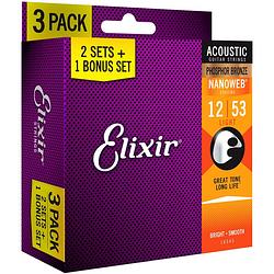 Foto van Elixir 16545 3-pack phosphor bronze nanoweb 12-53 (16052)