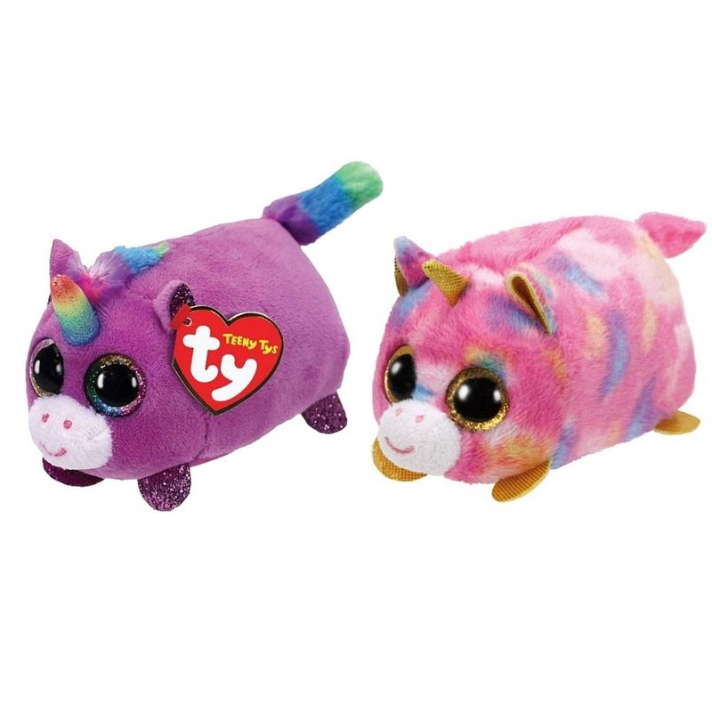 Foto van Ty - knuffel - teeny ty's - rosette unicorn & star unicorn