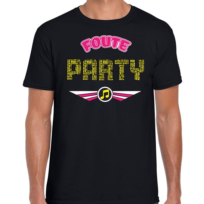 Foto van Foute party t-shirt - heren - zwart - foute party outfit/kleding 2xl - feestshirts