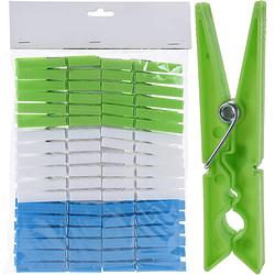 Foto van 72x wasknijpers groen/blauw/wit van kunststof 9 cm - knijpers