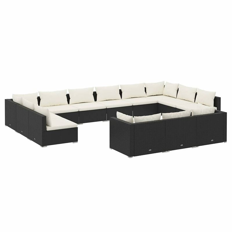 Foto van Vidaxl 13-delige loungeset met kussens poly rattan zwart