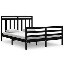 Foto van The living store bedframe grenenhout - 205.5 x 155.5 x 69.5 cm - zwart