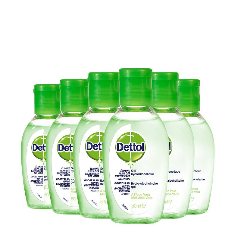 Foto van Dettol handgel - hygiene - verwijdert 99,9% van de bacteriën en virussen  - 50ml x6