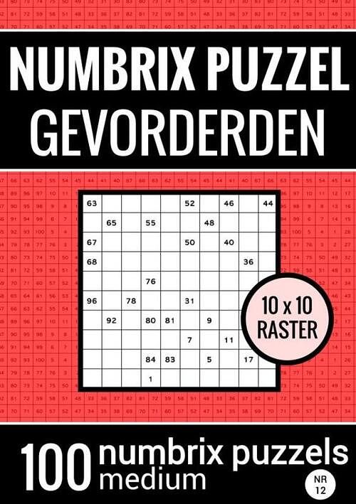 Foto van Numbrix puzzel medium voor gevorderden - puzzelboek met 100 numbrix puzzels - nr.12 - puzzelboeken & meer - paperback (9789464657814)