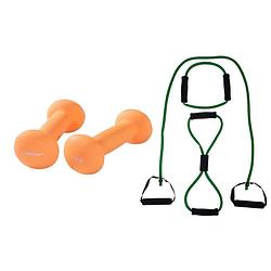 Foto van Tunturi - fitness set - dumbbells 2 x 1,0 kg - tubing set groen