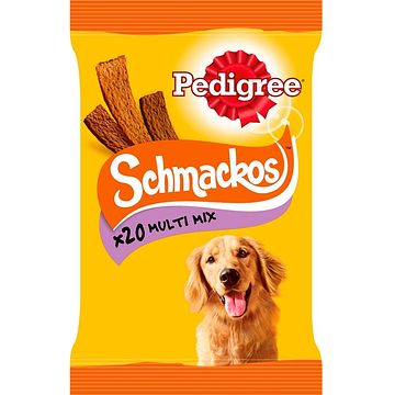 Foto van Pedigree schmackos vleesstrips multi mix hondensnacks 20 stuks bij jumbo