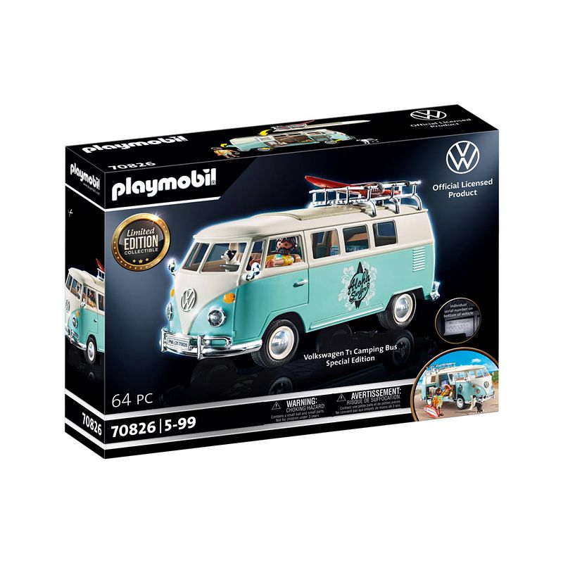 Foto van Playmobil vw volkswagen t1 campingbus - special edition 70826