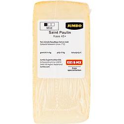 Foto van 3 voor € 6,00 | jumbo saint paulin gewassen korstkaas 45+ mild 140g aanbieding bij jumbo