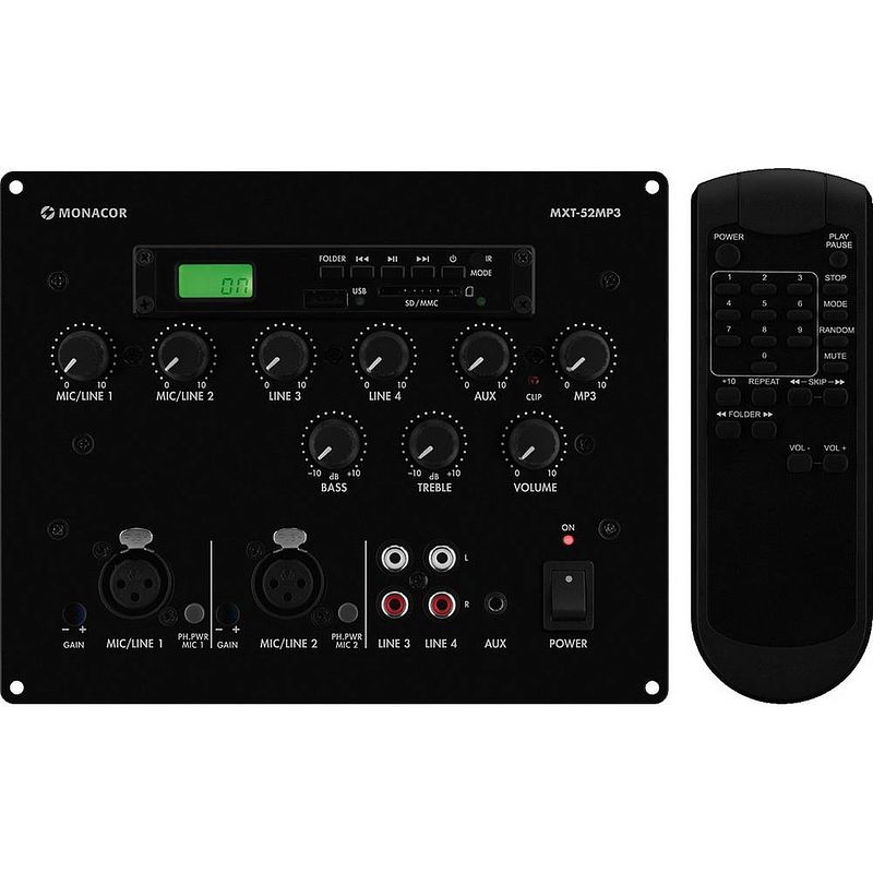 Foto van Monacor mxt-52mp3 console-mengpaneel aantal kanalen:6 usb-aansluiting