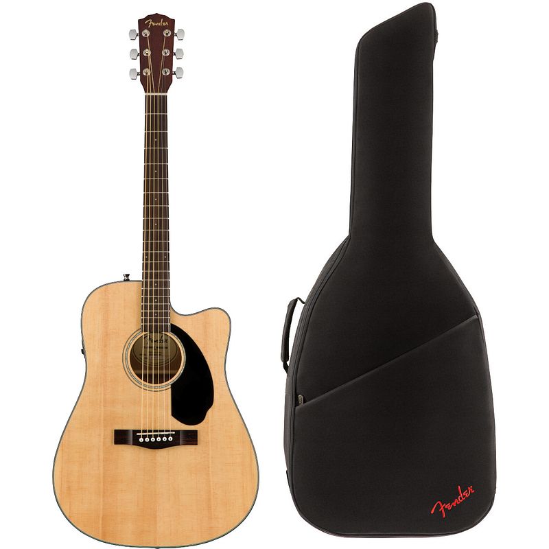 Foto van Fender cd-60sce natural elektrisch-akoestische westerngitaar + gigbag