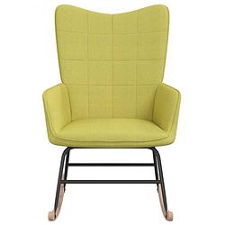 Foto van The living store schommelfauteuil - groen - 61 x 78 x 98 cm - stof/rubberwood/staal - montage vereist