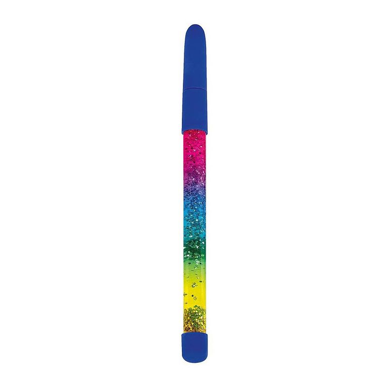 Foto van Moses balpen regenboog glitter donkerblauw 19,5 cm